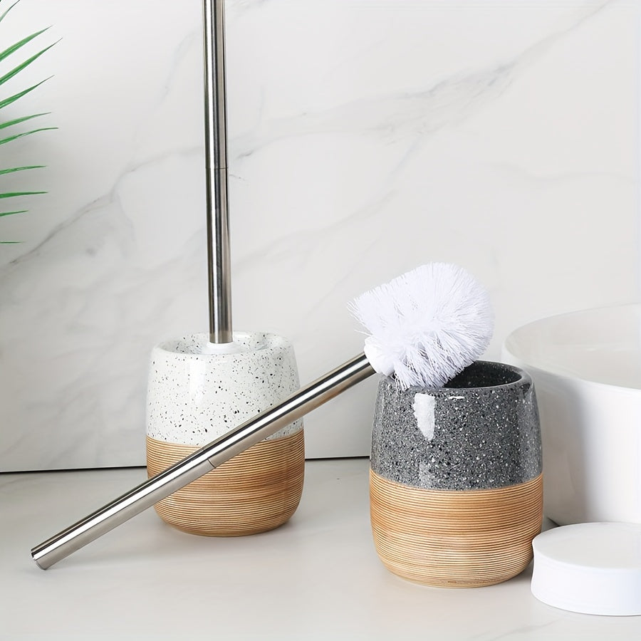 Scandinavian Style Toilet Brush Set with Base, Minimalist Line Design in Three Colors