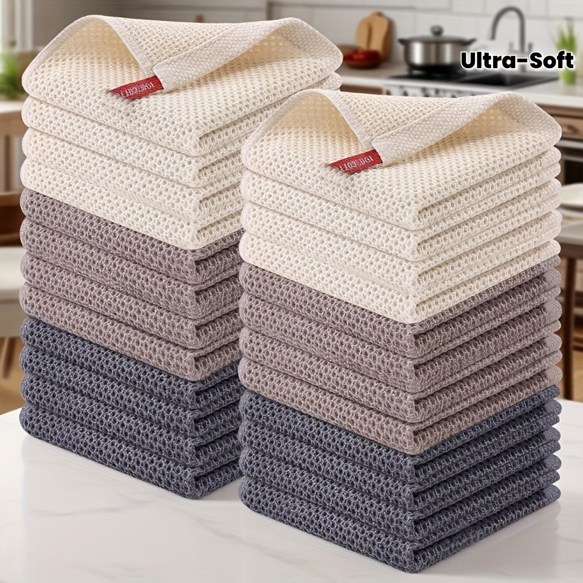 23\u002F24pcs 100% Cotton Waffle Weave Kitchen Dish Cloths, Ultra Soft Absorbent Quick Drying Dish Towels, 12 X 12 Inches, Great for Cooking, Cleaning And Wiping Hands, Halloween and Christmas Gifts