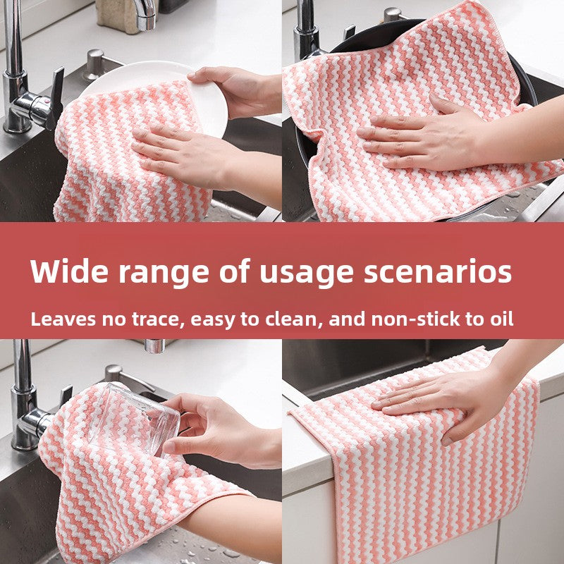 3\u002F5\u002F9\u002F10pcs Random Color Kitchen Cleaning Cloths | Reusable Microfiber Towels with Wavy Pattern, Soft, Absorbent, Lint-Free, Essential for Home Use in Kitchens, Living Rooms, and Cars