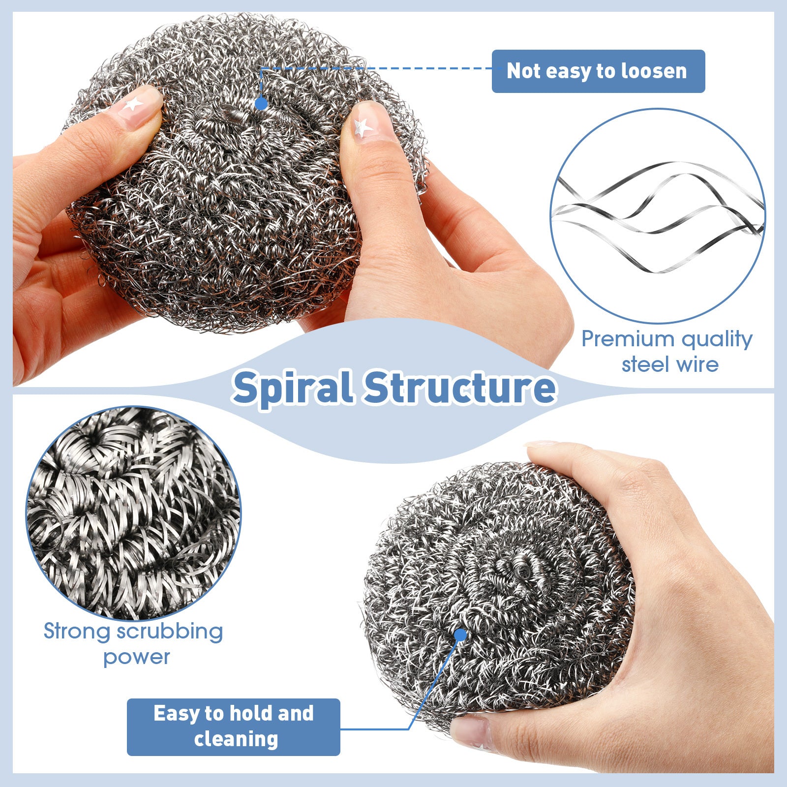 72pcs Stainless Steel Scrubber | Bulk Large Steel Wool Scrubber 1.76 oz Stainless Scourers Sponges Scouring Pads for Cleaning Dishes, Stoves, Pots, Pan, Cooker Hoods | Suitable for Bathroom, Kitchen, Living Room, | Brand: DREYOO