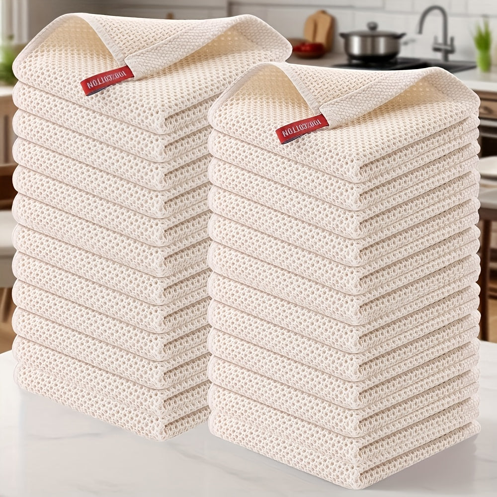 23\u002F24pcs 100% Cotton Waffle Weave Kitchen Dish Cloths, Ultra Soft Absorbent Quick Drying Dish Towels, 12 X 12 Inches, Great for Cooking, Cleaning And Wiping Hands, Halloween and Christmas Gifts