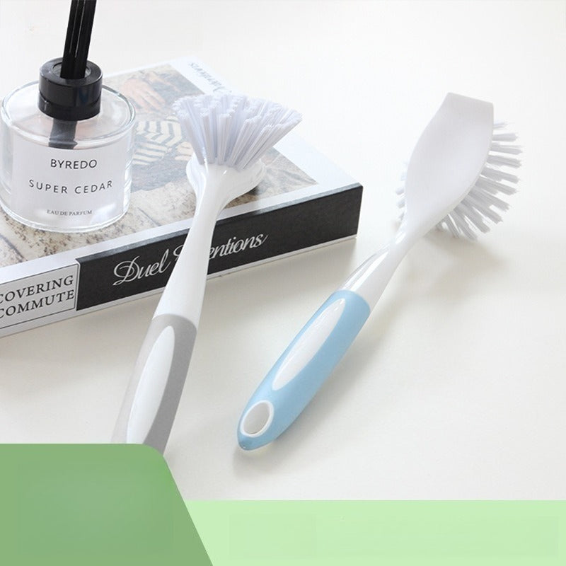 Long-handled kitchen pot and dish brushes are multi-supported