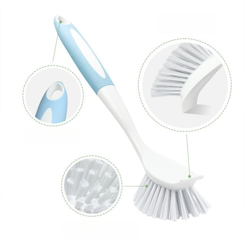 Long-handled kitchen pot and dish brushes are multi-supported