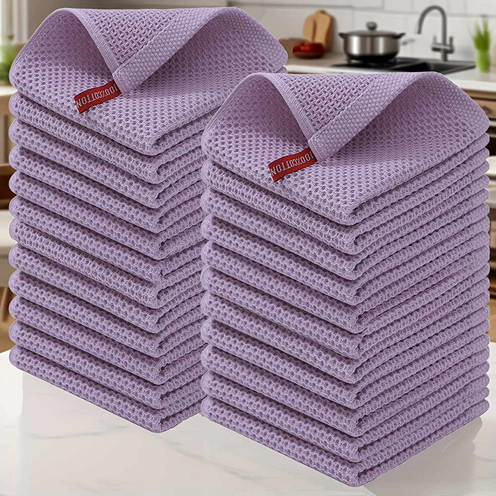 23\u002F24pcs 100% Cotton Waffle Weave Kitchen Dish Cloths, Ultra Soft Absorbent Quick Drying Dish Towels, 12 X 12 Inches, Great for Cooking, Cleaning And Wiping Hands, Halloween and Christmas Gifts