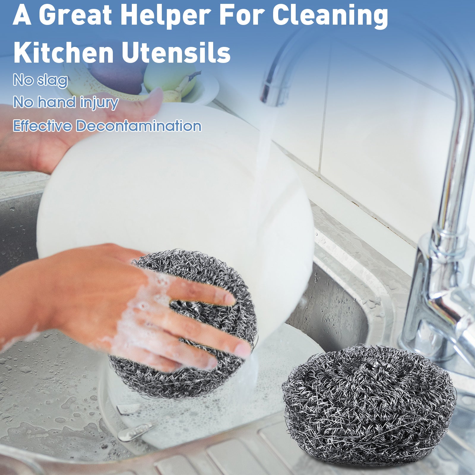 72pcs Stainless Steel Scrubber | Bulk Large Steel Wool Scrubber 1.76 oz Stainless Scourers Sponges Scouring Pads for Cleaning Dishes, Stoves, Pots, Pan, Cooker Hoods | Suitable for Bathroom, Kitchen, Living Room, | Brand: DREYOO