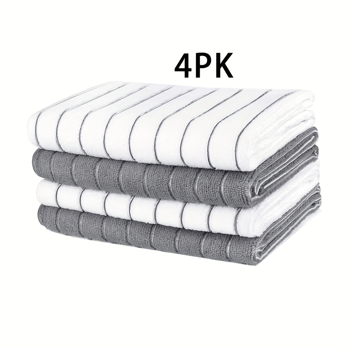 Microfiber Kitchen Towels \u002F Highly Absorbent \u002F Quickly Soak Up Liquids \u002F Fashionable Wide Gray And White Stripes \u002F Extra Thick \u002F Sturdy for Easy Cleaning And Drying