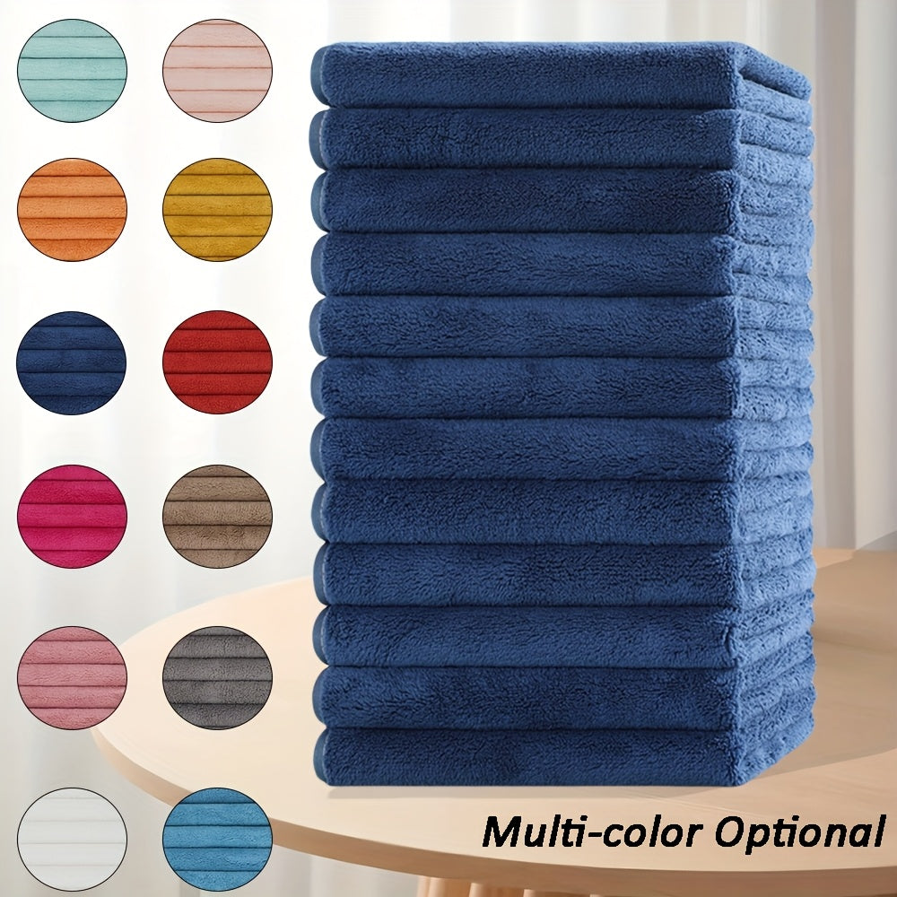 12pcs Microfiber Washcloths 13.4x13.4 Inch - High Absorbency, Soft & Durable Multi-Purpose Cleaning Cloths for Kitchen, Bathroom, Hands & Dishes - Multi-Color Options, Plush Texture, High Absorbency Fabric