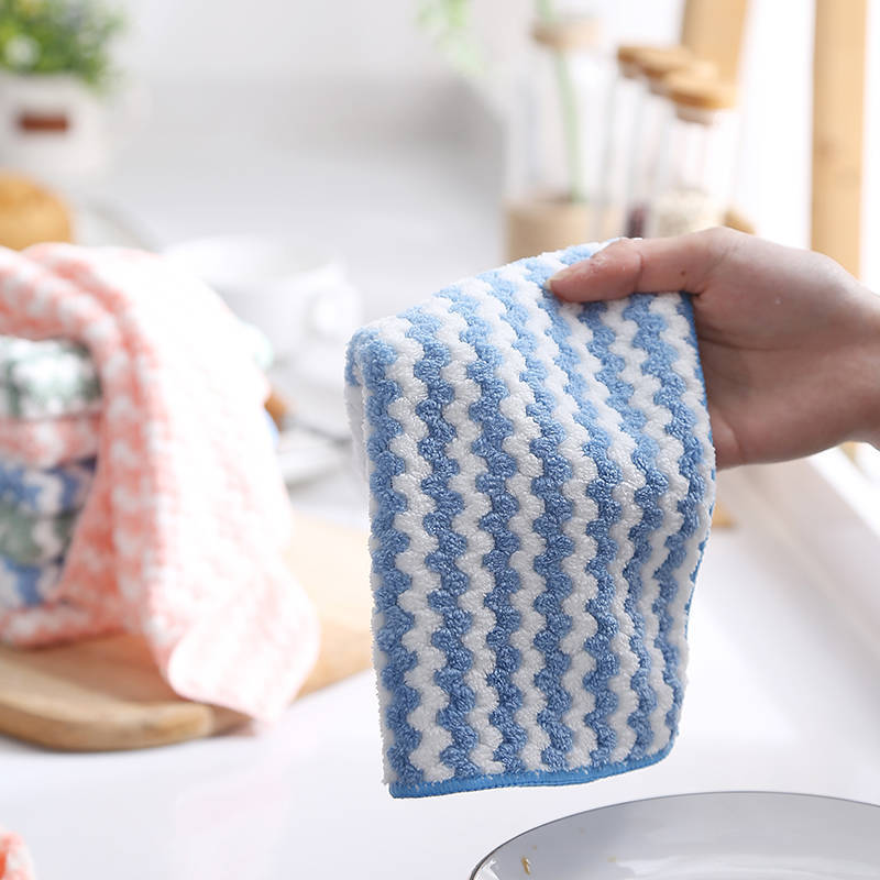 3\u002F5\u002F9\u002F10pcs Random Color Kitchen Cleaning Cloths | Reusable Microfiber Towels with Wavy Pattern, Soft, Absorbent, Lint-Free, Essential for Home Use in Kitchens, Living Rooms, and Cars