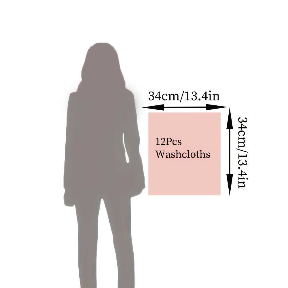 12pcs Microfiber Washcloths 13.4x13.4 Inch - High Absorbency, Soft & Durable Multi-Purpose Cleaning Cloths for Kitchen, Bathroom, Hands & Dishes - Multi-Color Options, Plush Texture, High Absorbency Fabric