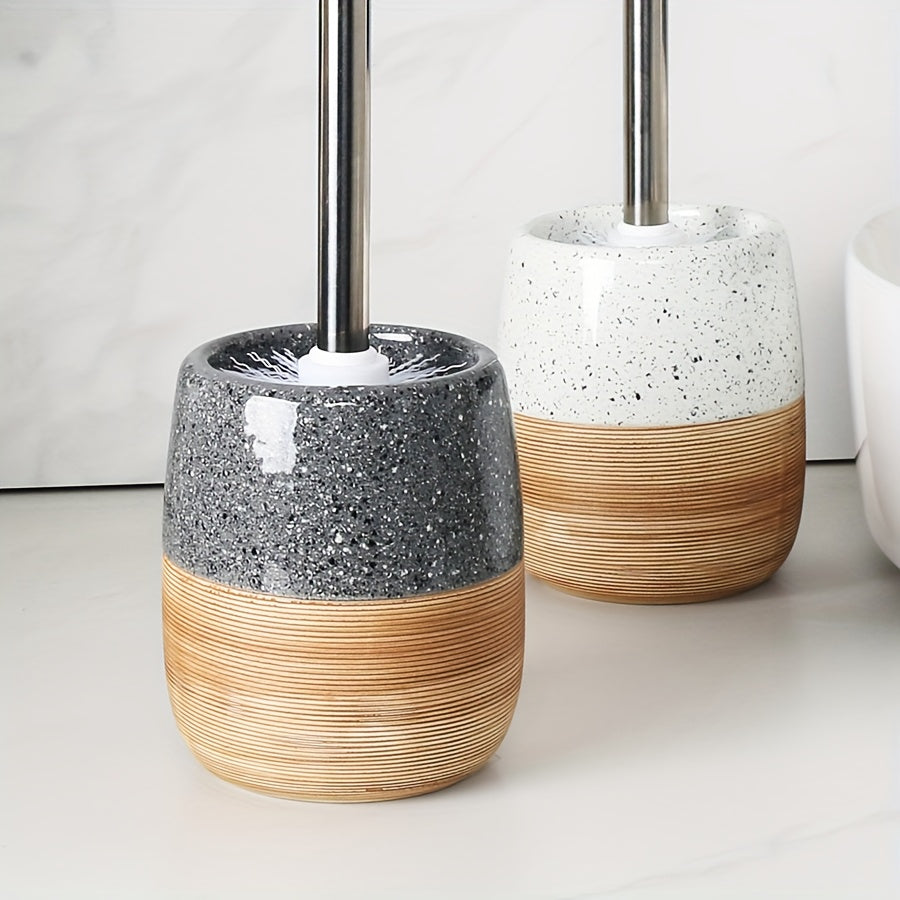 Scandinavian Style Toilet Brush Set with Base, Minimalist Line Design in Three Colors