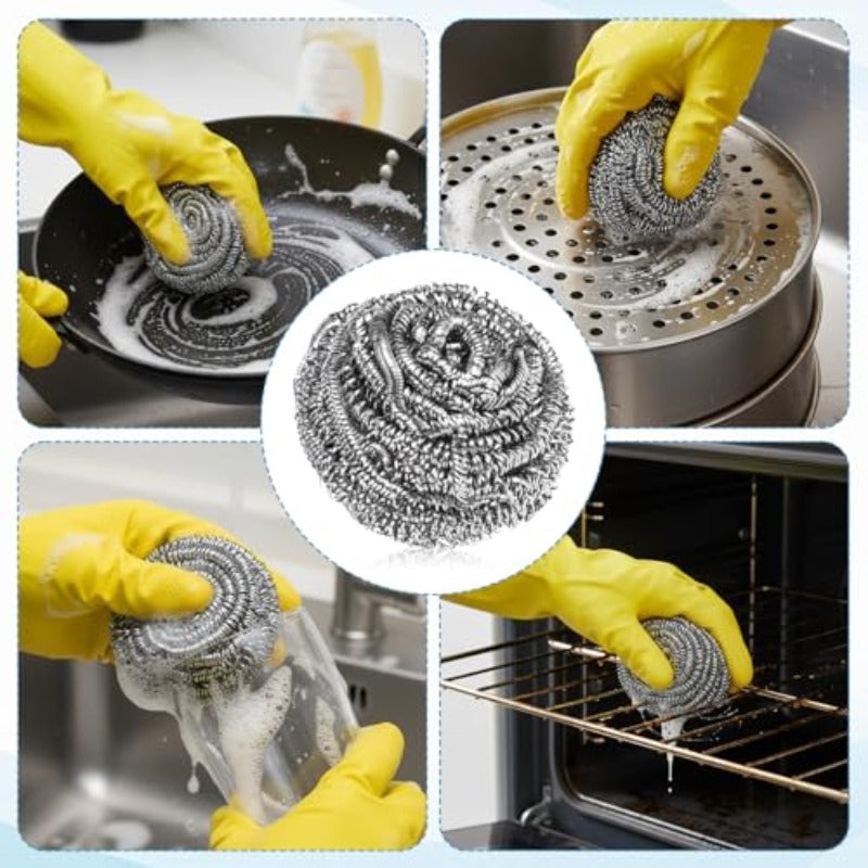 100pcs Stainless Steel Scrubber Bulk 0.53 oz Metal Scourers Scourers Steel Wool Scrubbers for Cleaning Kitchen Bathroom Household and More