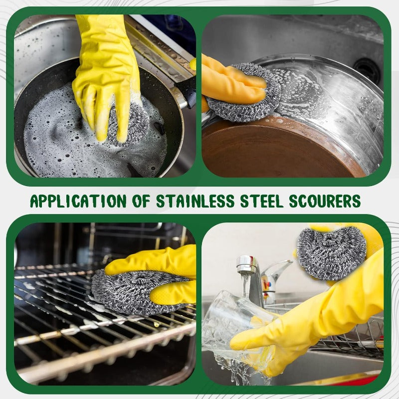 100pcs Stainless Steel Scrubber Bulk Steel Wool Scrubber Metal Sponge Wire Scouring Pad Heavy Duty Clean Dish Pot Pan and Oven for Kitchen Bathrooms and More