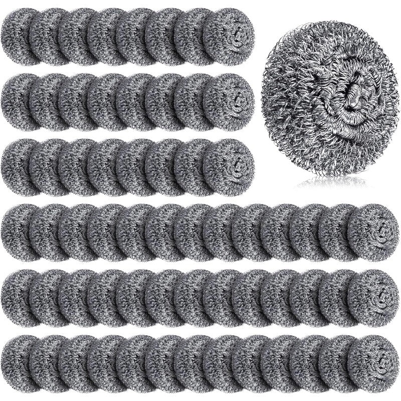 150pcs Stainless Steel Scourers Steel Wool Scrubbers Separately Packaged 0.53 oz Metal Scourers Sponges Wire Scouring Pad for Stoves Pots Pans Oven Cooker Hoods for Kitchen Bathrooms, Kitchen Cleaning, Pan Cleaning, Durable Scourer, Heavyduty
