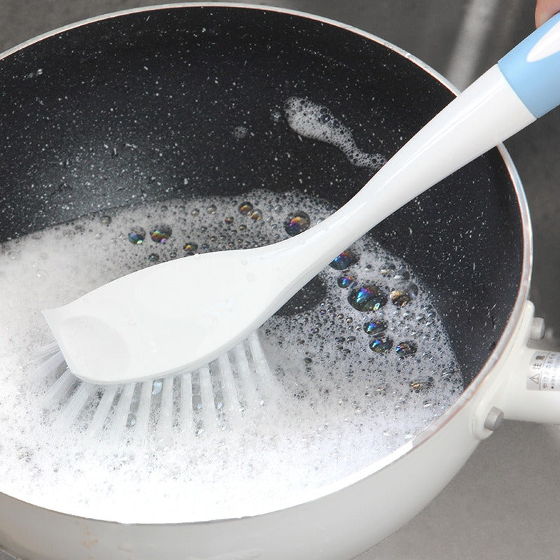 Long-handled kitchen pot and dish brushes are multi-supported