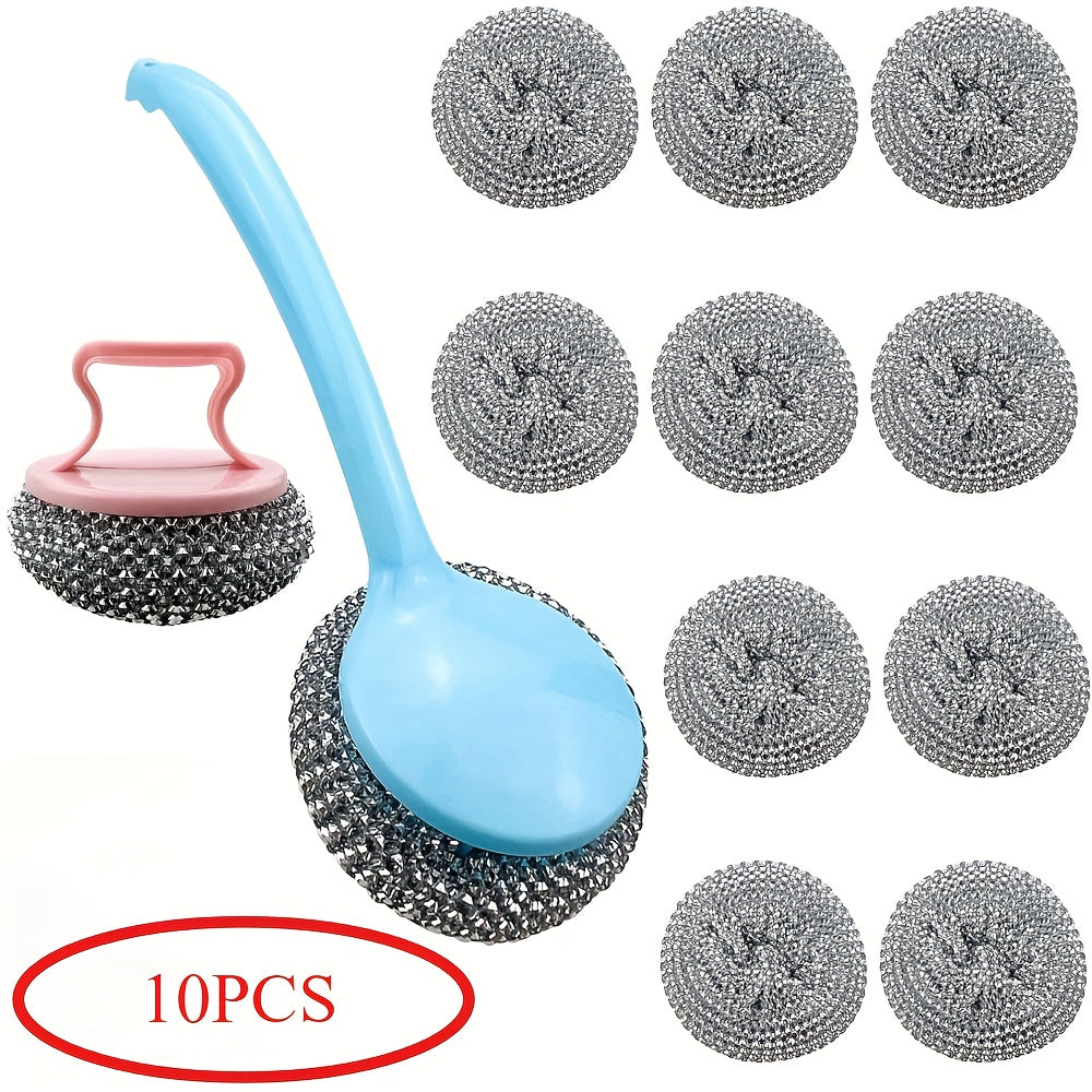 10pcs Stainless Steel Sponges, Scrubbing Scouring Pad, Steel Wool Scrubber for Kitchens, Bathroom and More(Random Color)