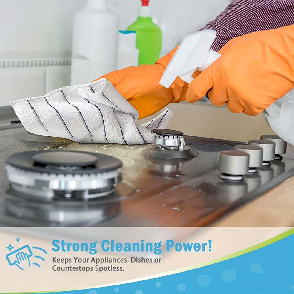 Microfiber Kitchen Towels \u002F Highly Absorbent \u002F Quickly Soak Up Liquids \u002F Fashionable Wide Gray And White Stripes \u002F Extra Thick \u002F Sturdy for Easy Cleaning And Drying