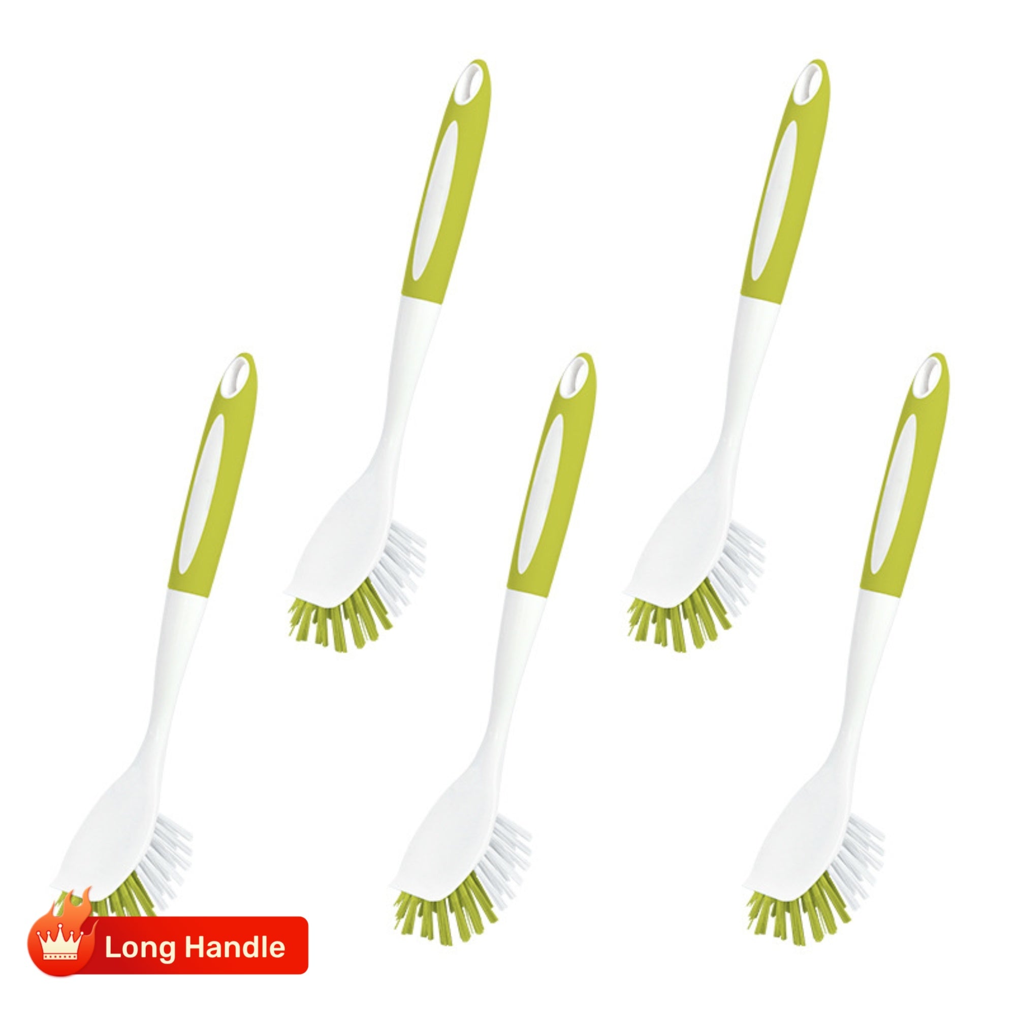 Long-handled kitchen pot and dish brushes are multi-supported