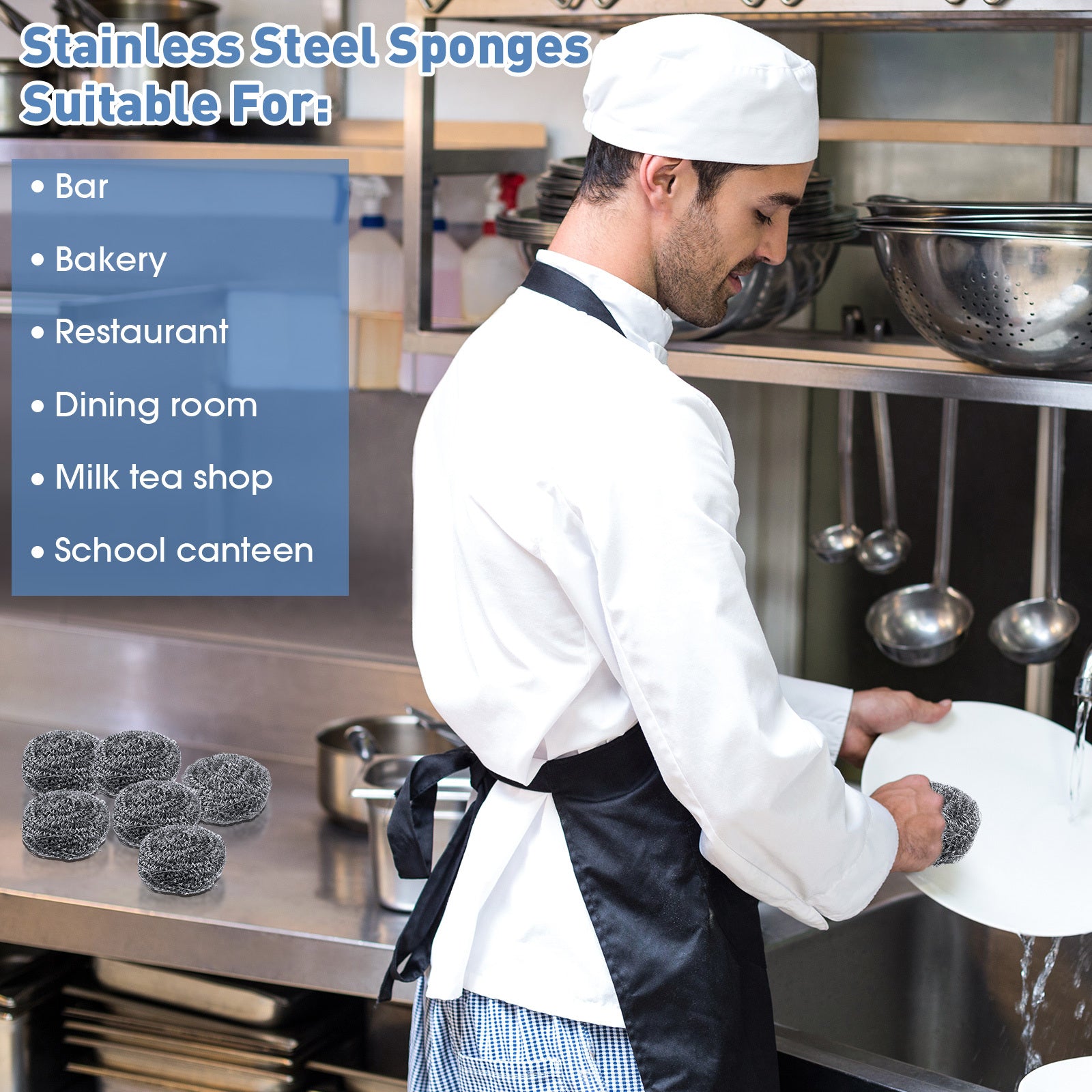 72pcs Stainless Steel Scrubber | Bulk Large Steel Wool Scrubber 1.76 oz Stainless Scourers Sponges Scouring Pads for Cleaning Dishes, Stoves, Pots, Pan, Cooker Hoods | Suitable for Bathroom, Kitchen, Living Room, | Brand: DREYOO