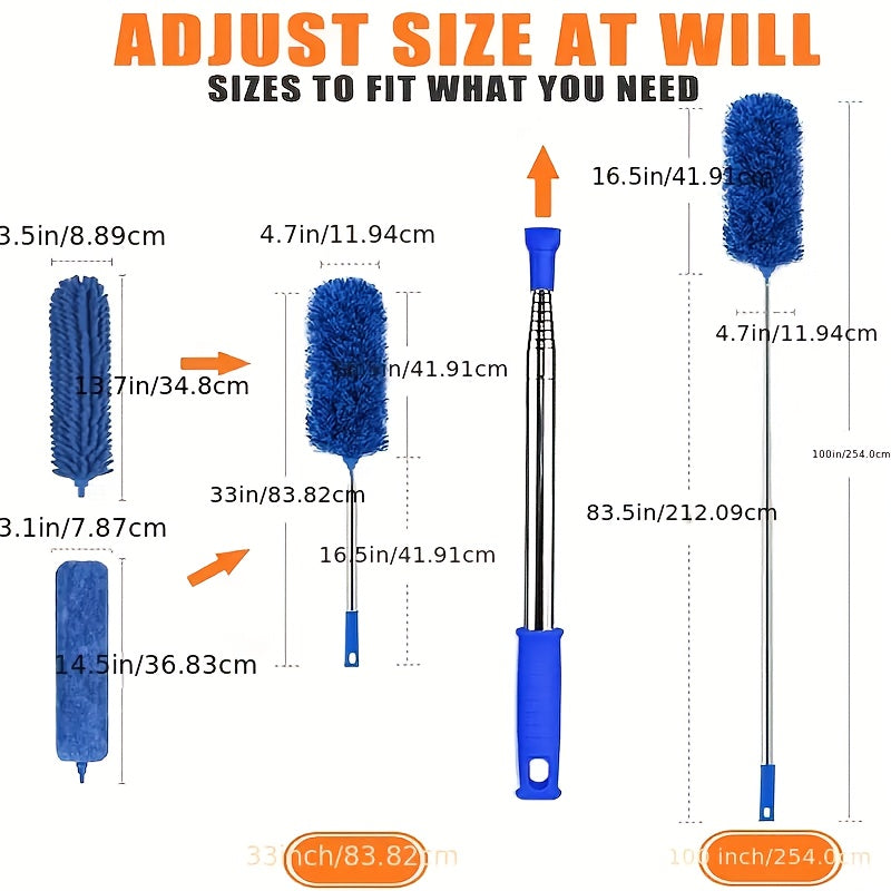 Extended Microfiber Brush for Cleaning Dust, Spider Webs, And Hard-To- Areas in The Home