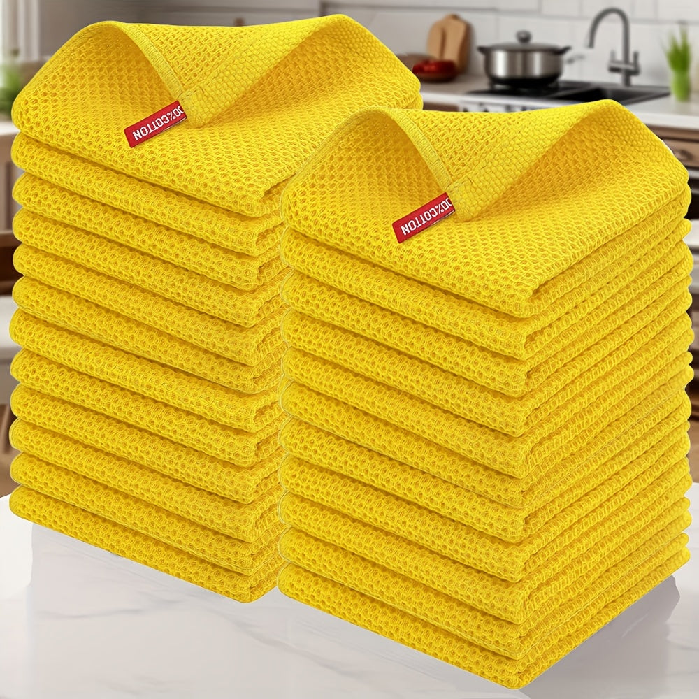 23\u002F24pcs 100% Cotton Waffle Weave Kitchen Dish Cloths, Ultra Soft Absorbent Quick Drying Dish Towels, 12 X 12 Inches, Great for Cooking, Cleaning And Wiping Hands, Halloween and Christmas Gifts