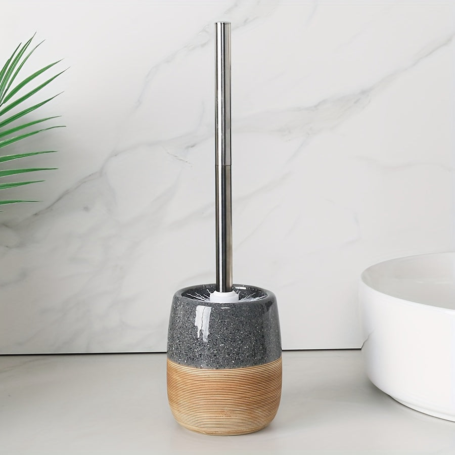 Scandinavian Style Toilet Brush Set with Base, Minimalist Line Design in Three Colors