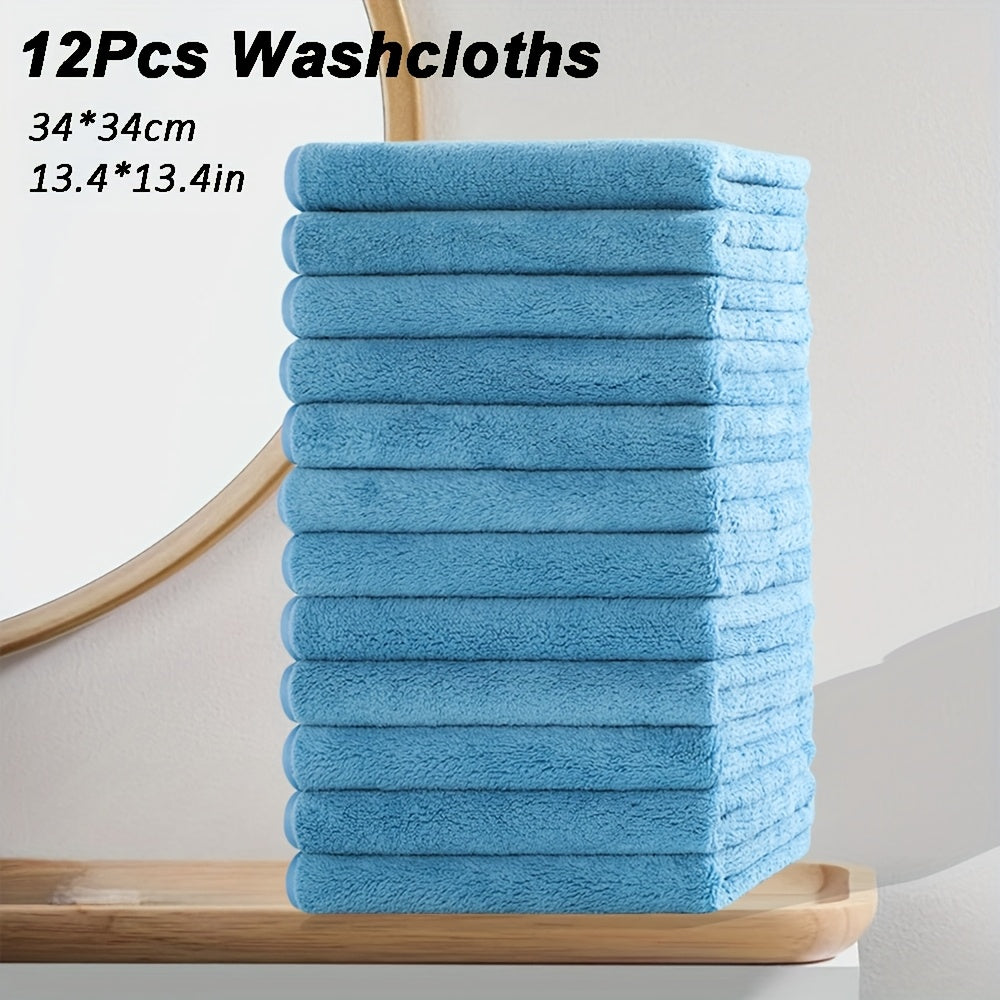 12pcs Microfiber Washcloths 13.4x13.4 Inch - High Absorbency, Soft & Durable Multi-Purpose Cleaning Cloths for Kitchen, Bathroom, Hands & Dishes - Multi-Color Options, Plush Texture, High Absorbency Fabric