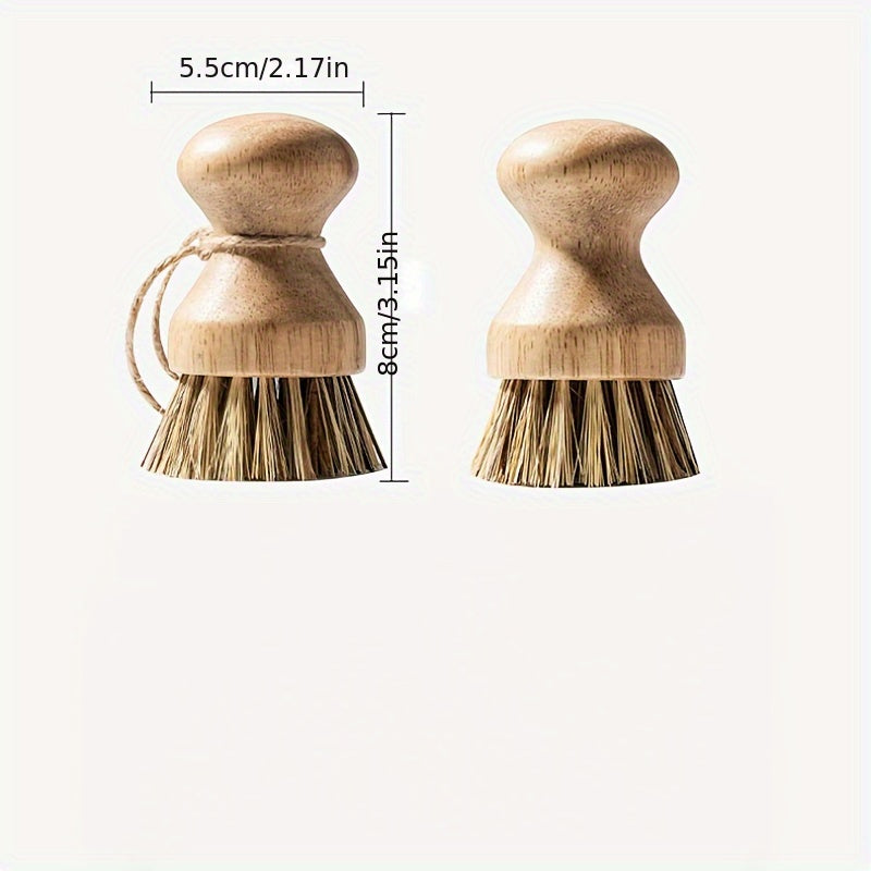 Natural Wooden Round Coir Brush for Cleaning, a Wooden Pot Washing Tool