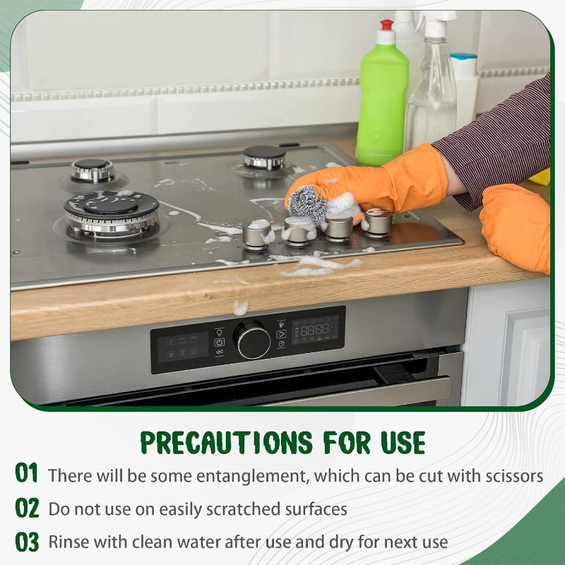 100pcs Stainless Steel Scrubber Bulk Steel Wool Scrubber Metal Sponge Wire Scouring Pad Heavy Duty Clean Dish Pot Pan and Oven for Kitchen Bathrooms and More