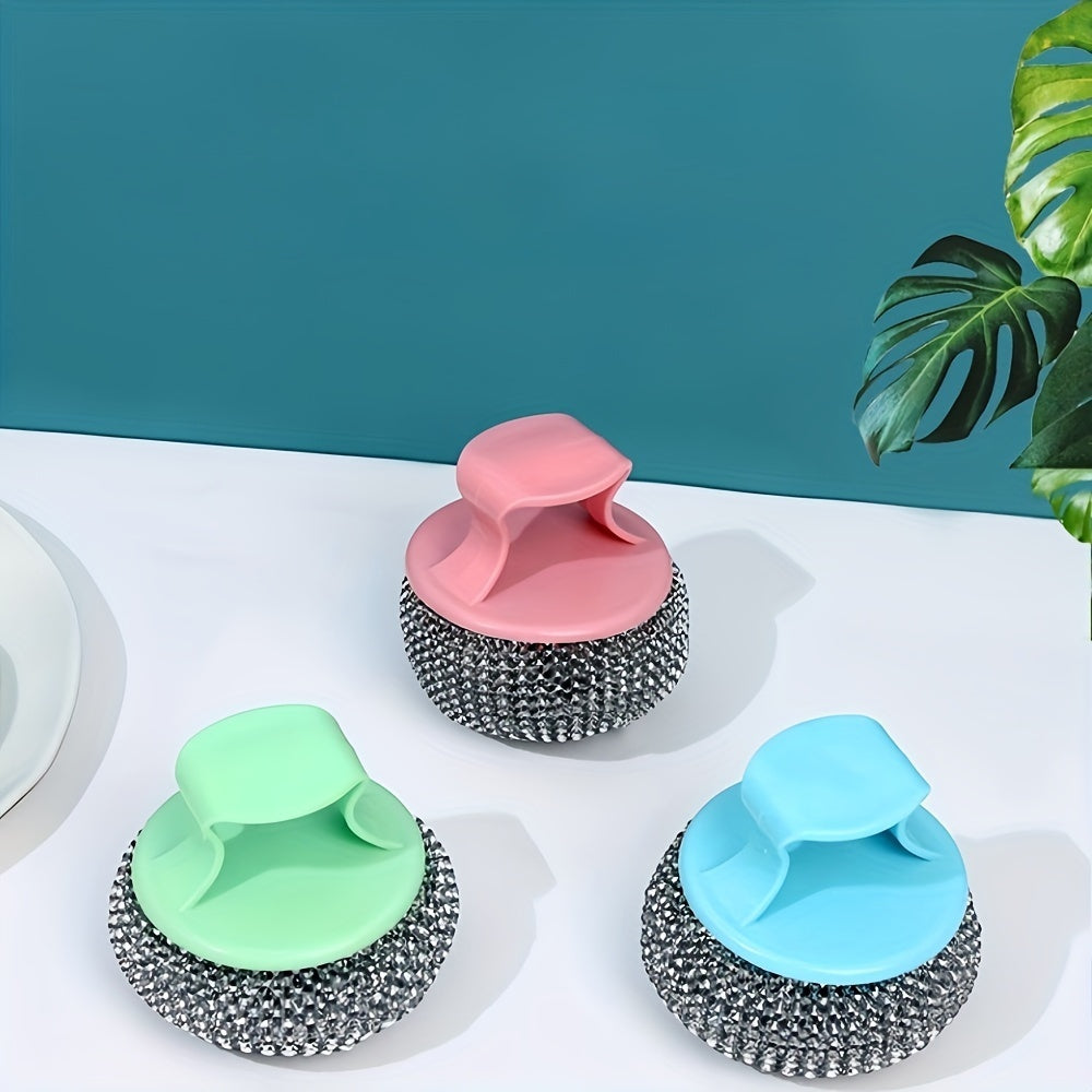 10pcs Stainless Steel Sponges, Scrubbing Scouring Pad, Steel Wool Scrubber for Kitchens, Bathroom and More(Random Color)