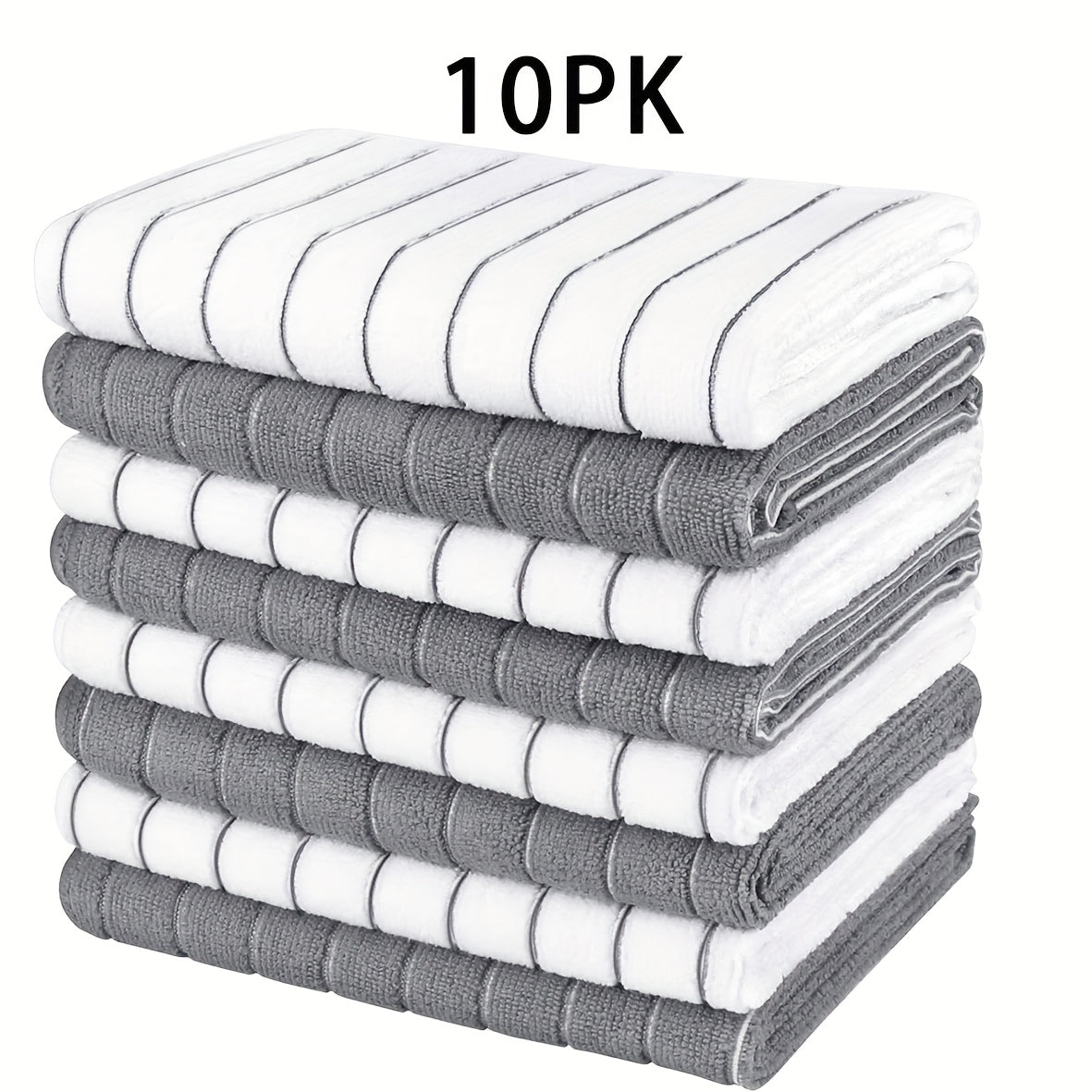 Microfiber Kitchen Towels \u002F Highly Absorbent \u002F Quickly Soak Up Liquids \u002F Fashionable Wide Gray And White Stripes \u002F Extra Thick \u002F Sturdy for Easy Cleaning And Drying