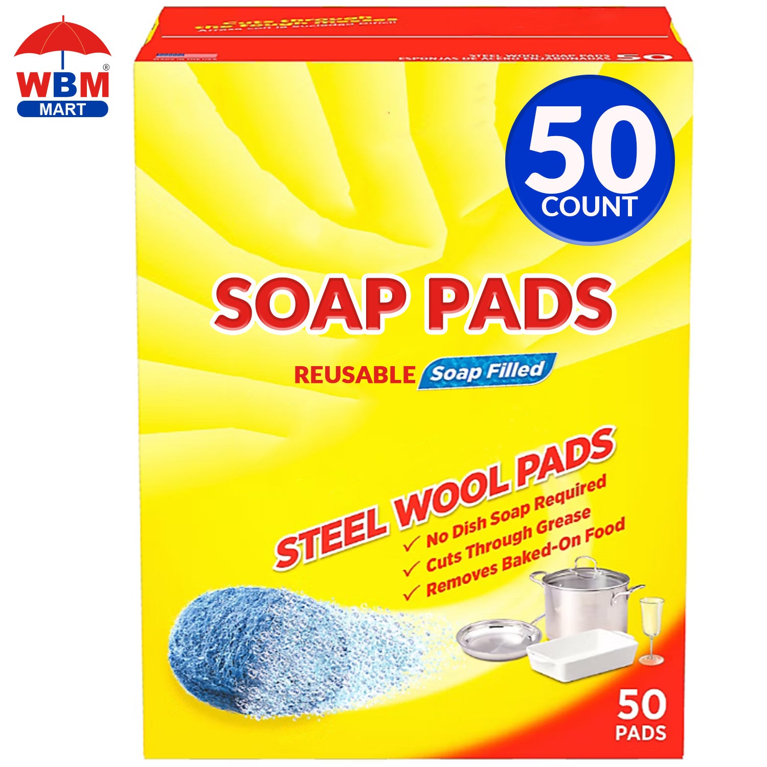 50 ct - Premium Steel Wool Soap Pads