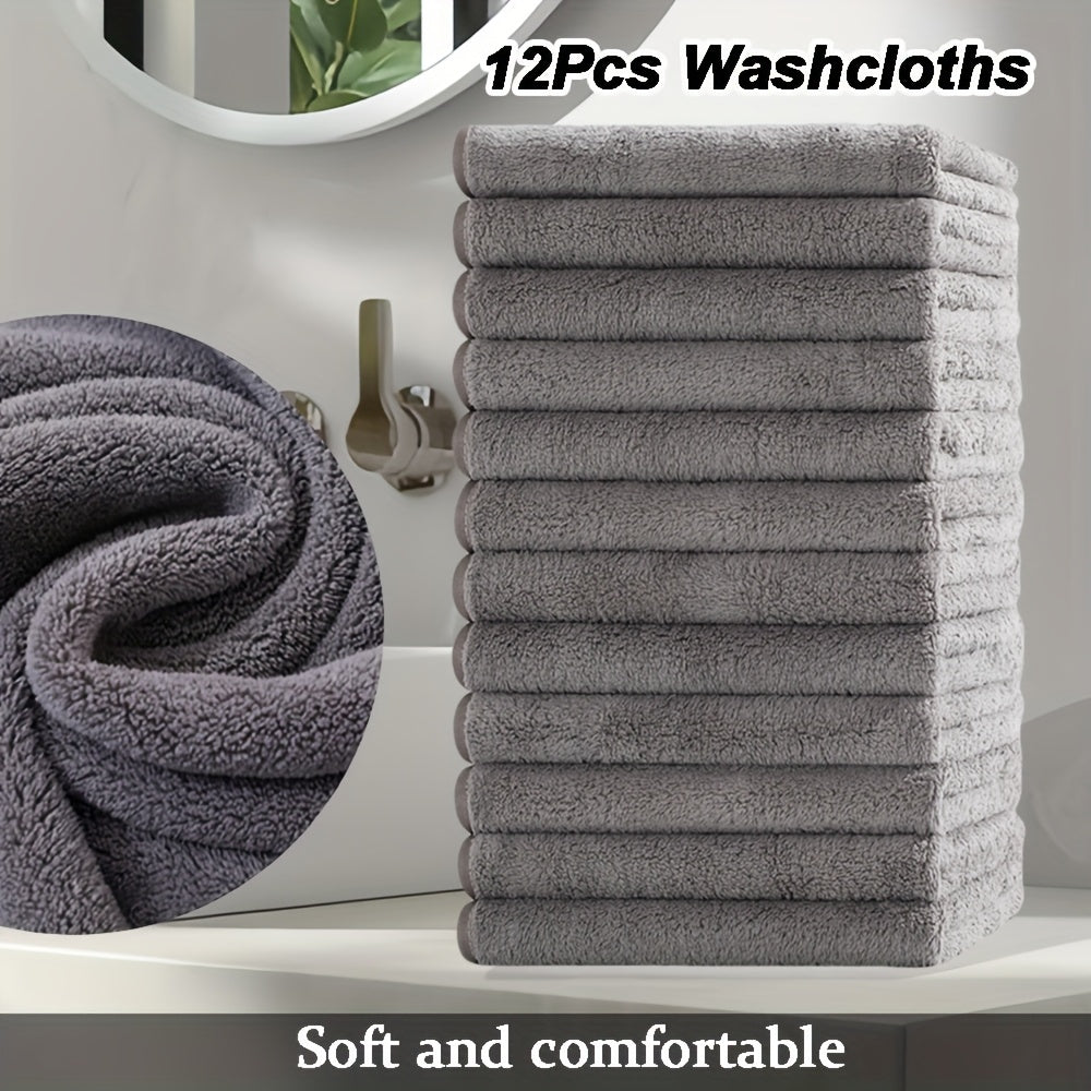 12pcs Microfiber Washcloths 13.4x13.4 Inch - High Absorbency, Soft & Durable Multi-Purpose Cleaning Cloths for Kitchen, Bathroom, Hands & Dishes - Multi-Color Options, Plush Texture, High Absorbency Fabric